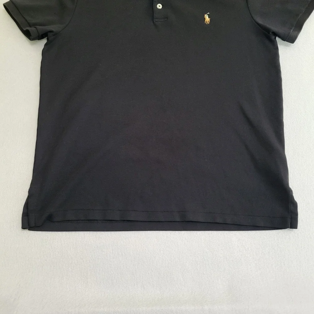 Polo Ralph Lauren Custom Slim Fit Polo Shirt Black 100% Cotton Men's Size M